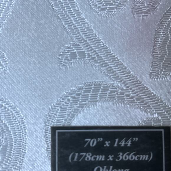 Luxury ANYA WATERFORD LINENS TABLECLOTH Oblong 70”x144” 12 To 16 WHITE RARE NEW - Picture 3 of 12